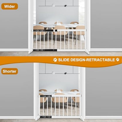 Yorwhin retractable sliding rail puppy gate extended to fit a wide hallway opening