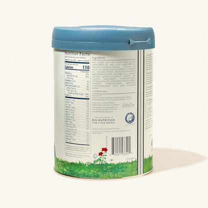 Side view of LittleOak Stage Three toddler drink packaging displaying the comprehensive ingredient list