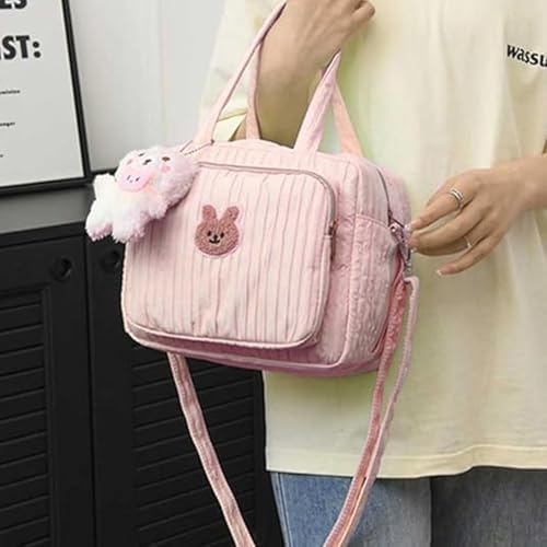 Lushandy pink mommy bag side view showcasing multi-functional pockets