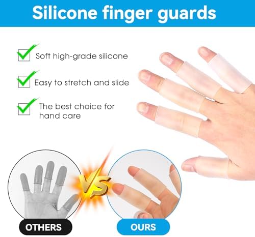 Salbsever medical grade silicone finger covers protecting a thumb during daily kitchen work