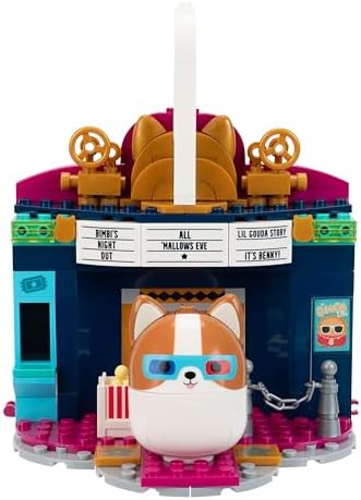 Detailed view of the movie theater marquee and neon sign accessories