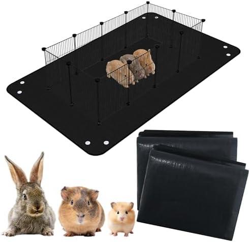 Waterproof Pet Playpen Mats for Bunny, 2 Packs Plastic Floor Mat 59 x 39 in, Reusable Black Cage Liner for Hamsters, Ferrets, Guinea Pig, Rabbits and Other Small Animals - Image 2