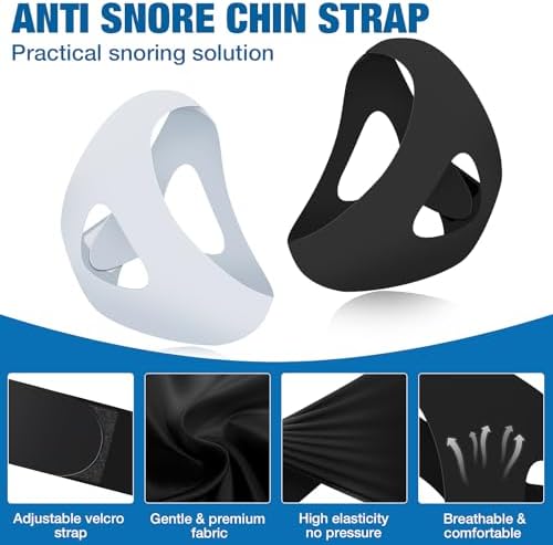 Adjustable blue anti-snoring jaw support belt for men and women.