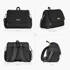 Hannah And Sophia Belle black diaper backpack close-up of quilted fabric