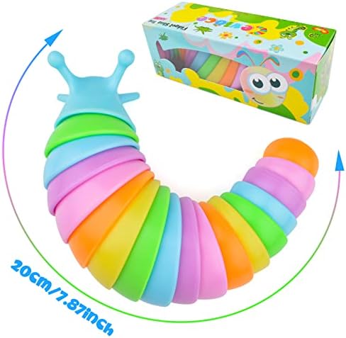 Adult hand twisting the authentic multi color stress relief autism toy to demonstrate flexibility.