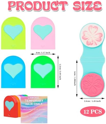 Open display of 12 vibrant washable hair chalk pods