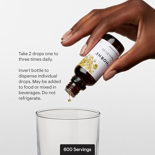 Thorne liquid vitamin supplement bottle side profile
