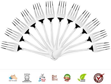 Sumeet 12 piece fork set showcasing high-gloss silver finish