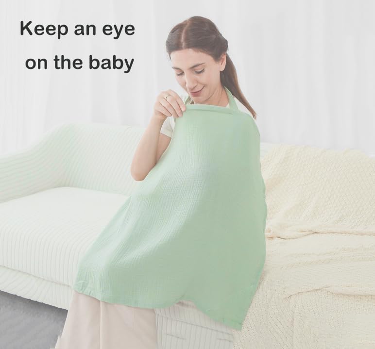 Multi-use demonstration of nursing cover as a car seat canopy.