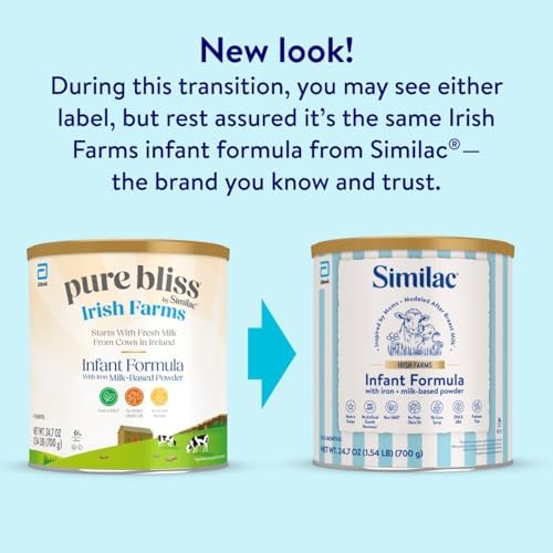 Nutritional facts panel on Similac Irish Farms infant powder can