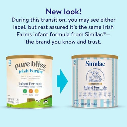 Nutritional facts panel on Similac Irish Farms infant powder can