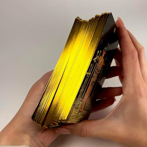 Detailed view of Crafterian tarot deck gold foil edges