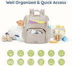 Mommore small neoprene diaper bag backpack open top interior view highlighting insulated pockets and mesh storage.