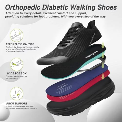 OrthoComfoot orthopedic walking shoes for women with breathable mesh upper