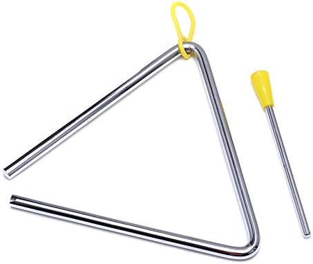 Close up look at the yellow rubber grip hanger loop on the TDOCK percussion triangle instrument