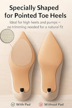 Anti-slip grip inserts for pumps and stilettos on beige shoe soles