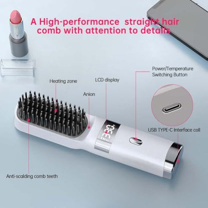 Side profile of WPHIIHC portable hair straightening brush