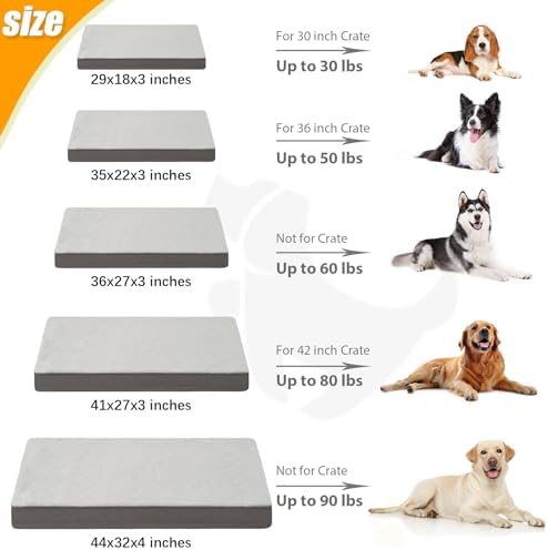 KSIIA Orthopedic Dog Bed Dog Crate Bed Waterproof for Large Dogs Deluxe Plush Washable Pet Mat with Egg Crate Foam & Removable Cover, 35 x 22 Inch, Gray - Image 7