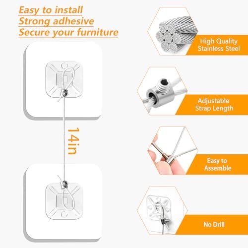 Transparent damage free adhesive pads for secure wall mounting without tools.