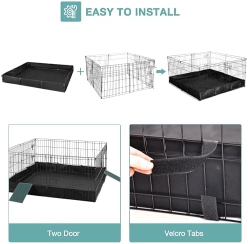 Rabbit PlaypenSmall Animal Cage with Waterproof Mat, 48" L*48" W*24" H Metal Hedgehog with Door, C&C Cage for Guinea Pigs, Bunny, Hedgehogs, Chinchillas(Playpen Only) - Image 4