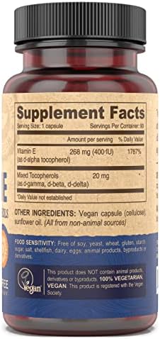 Deva plant sourced Vitamin E capsules ingredient details