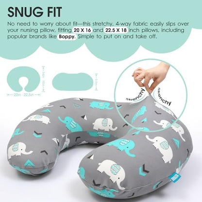 Soft slipcovers for nursing pillows with elephant pattern