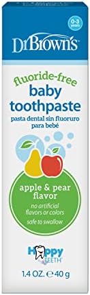Dr. Brown's fluoride free baby training toothpaste tube showcasing the 1.4 ounce size