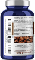 Back of NusaPure pine bark supplement bottle with nutritional facts