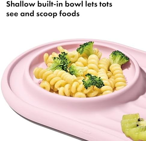 Close up of Oxo Tot suction plate on high chair tray