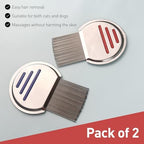 Metal nit comb being used on hair for dandruff and egg removal.