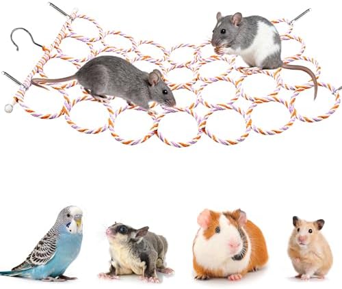 Small animal climbing net used as a horizontal hammock