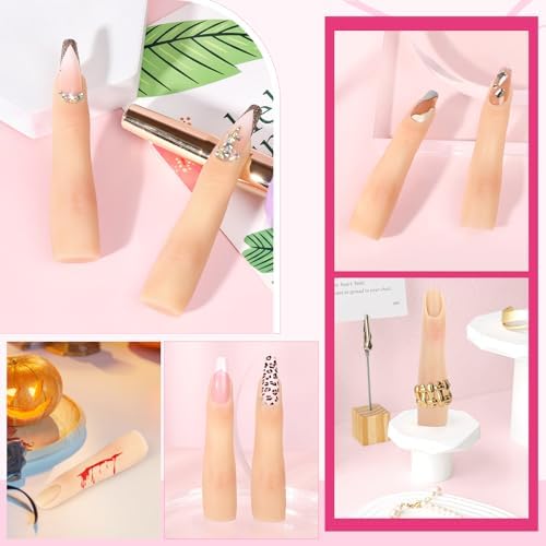 Side profile of flexible silicone practice finger for nail technicians