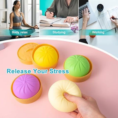 FUYUANLIEV pink dumpling sensory ball displayed on an office desk as a stress relief tool