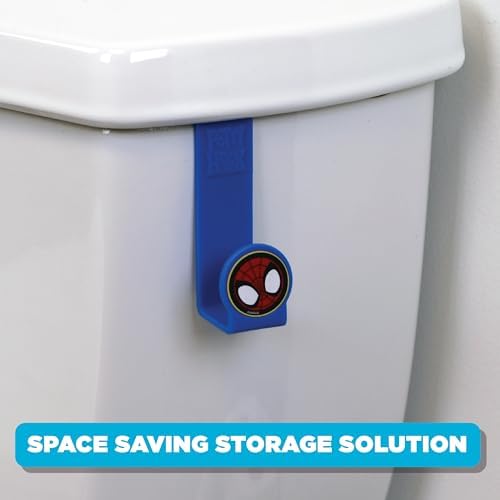 Imported Spider-Man character toilet hook for hygienic bathroom storage.