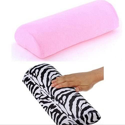 Side profile of pink ergonomic nail arm rest holder for desk use