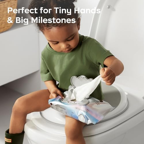 Premium USA imported septic safe toddler wipes showing ninety nine percent water claim icon.