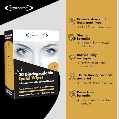 Individual sterile sachets of The Eye Doctor preservative free eye cleaner.