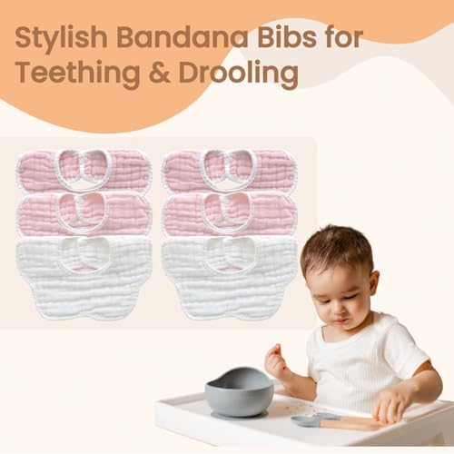 Side view of the thick multi layer absorbent cotton fabric used in MUKIN teething bibs