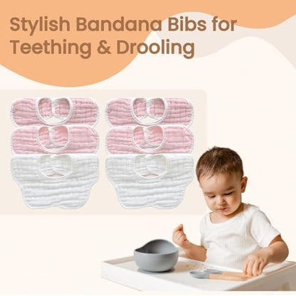 Side view of the thick multi layer absorbent cotton fabric used in MUKIN teething bibs
