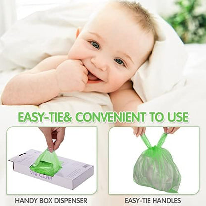 Sixteen individual boxes of Sinmoe baby poop waste bag refills stacked