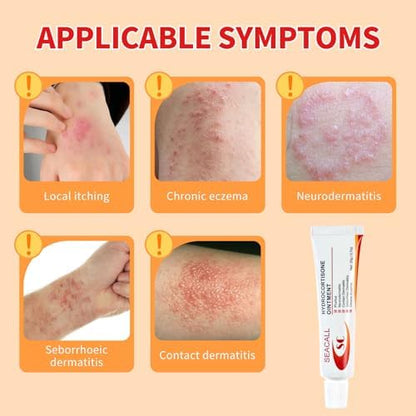 Seacall skin irritation cream packaging details for allergy and rash relief.