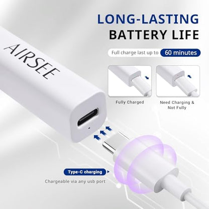 AIRSEE mini uv nail light showing focused beam concentration technology on nail tip