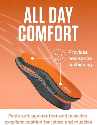 Side profile of the lightweight polyurethane foam construction of Sof Sole men's athletic insoles.