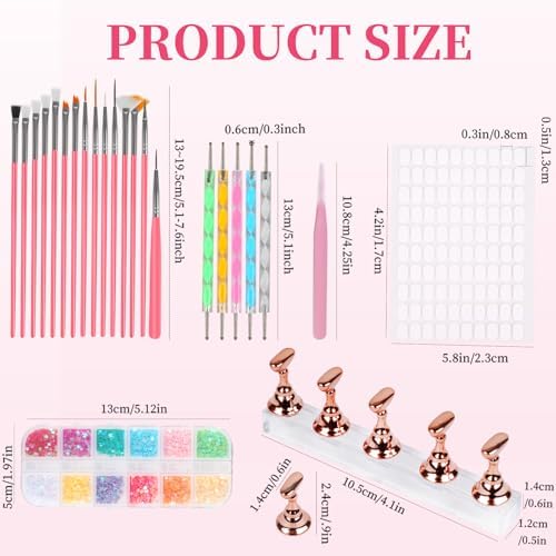 Vivinin professional nail art brushes and dotting tools set