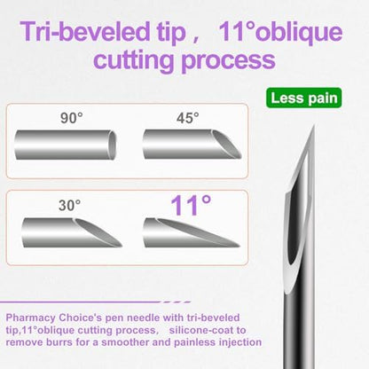 Close up of 5mm super thin sterile needle for diabetes care