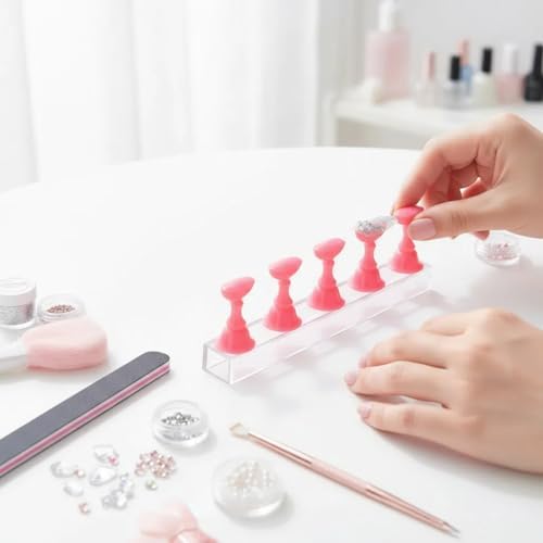 Acrylic nail display stand with magnetic finger support