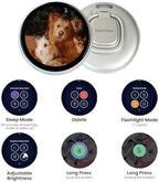 Pin Tura smart digital badge pin lifestyle view used as an interactive accessory on an ita bag.