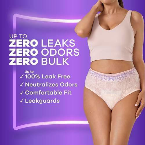 Always Discreet female bladder control briefs showing the lavender waistband design