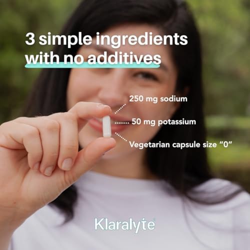 Klaralyte vegetarian electrolyte pills side view detailing the clean additive free formula description.