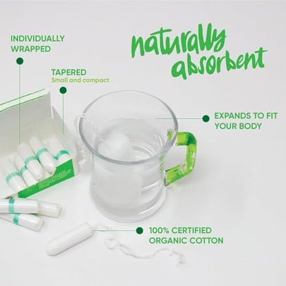 Chemical-free and unscented organic cotton tampons for sensitive skin